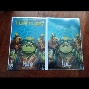 T.M.N.T. #1 SDCC Trade/Foil Virgin Leonardo Eddie Nunez Signed Comic Set + COA